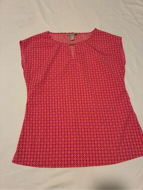 Banana Republic Fuchsia Geometric Cap-Sleeve Blouse